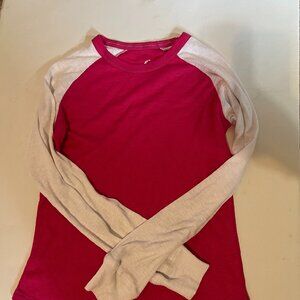 Pink and White Longsleeve Baseball Baby Tee